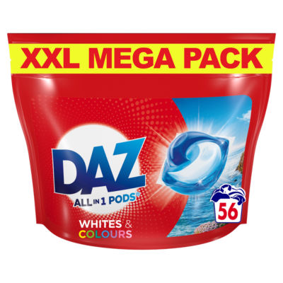 Daz ALL in 1 PODS® Washing Capsules, Whites & Colours, 56 Washes