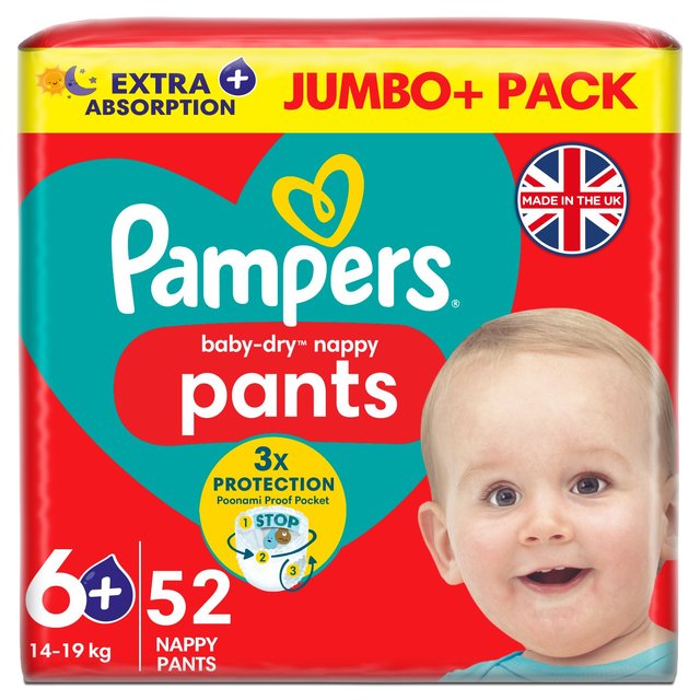 Pampers Pants Nappies Pull-On Size 6 Giant  52 per pack