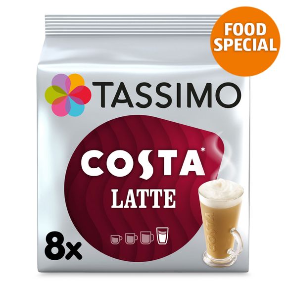 Tassimo Costa Latte Coffee Pods X8 223.2g