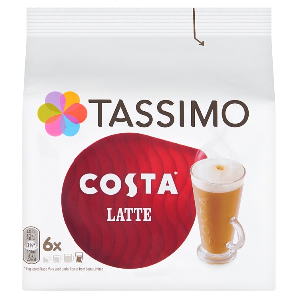 Tassimo Costa Latte Coffee Pods x6