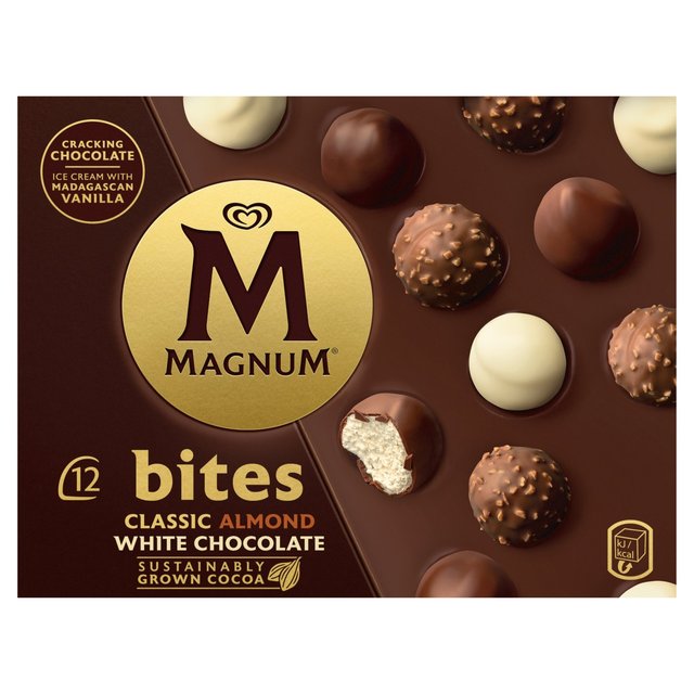 Magnum Bites Classic Almond & White Chocolate Ice Cream Snacks 12x104g