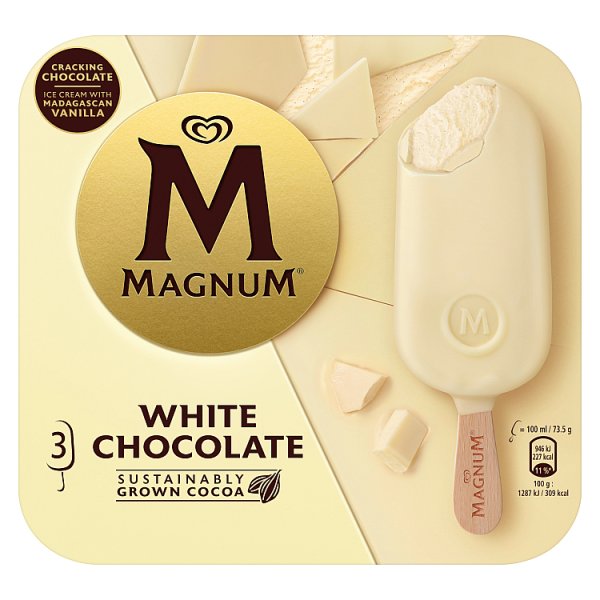 Magnum White Chocolate Ice Cream Sticks 3x100ml