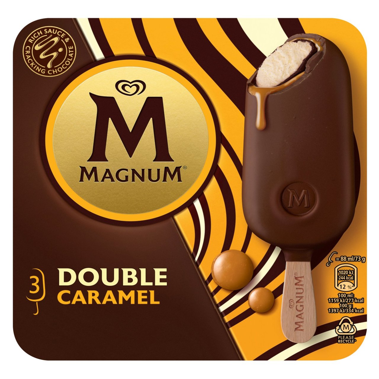 Magnum Ice Cream Sticks Double Caramel 3 x 85 ml