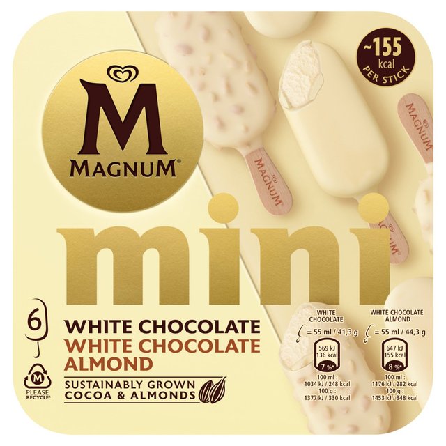 Magnum Mini White Chocolate & White Chocolate Almond Ice Cream Sticks