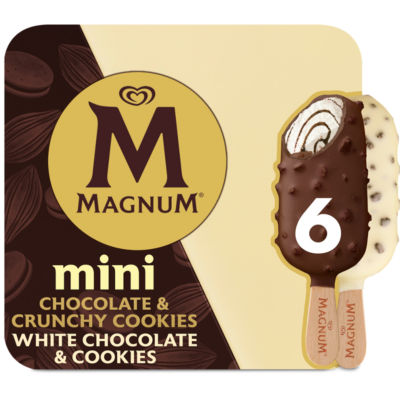 Magnum Mini Ice Cream Sticks Chocolate & White Chocolate Cookie 6x 55 ml