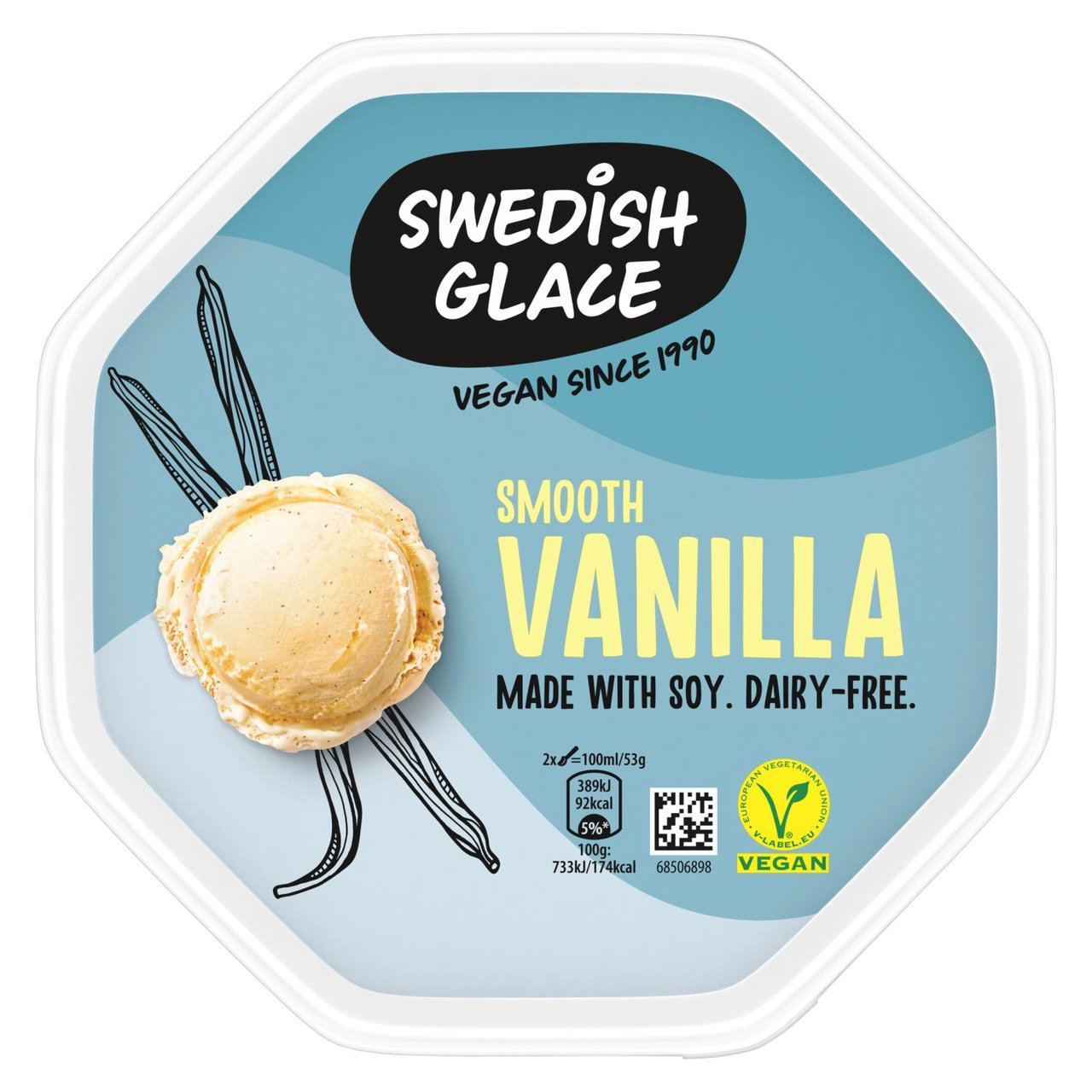 Swedish Glace Dairy Free Smooth Vanilla Vegan Ice Cream Tub