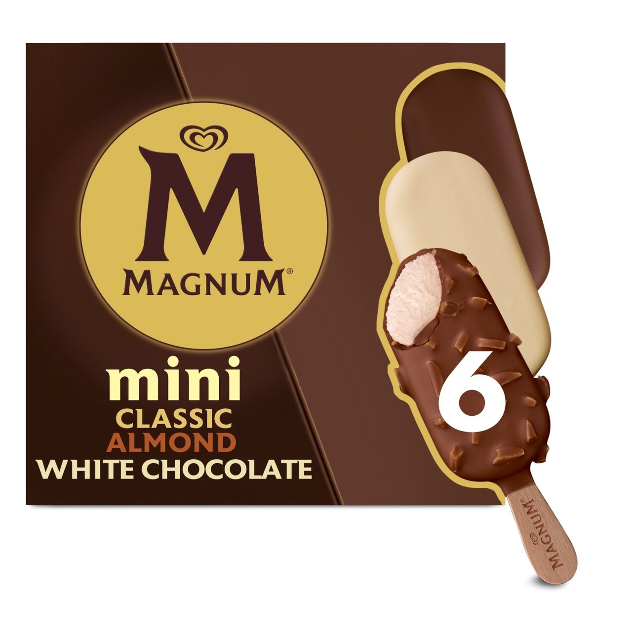 Magnum Mini Classic, Almond & White Chocolate Ice Cream Sticks 6x55ml