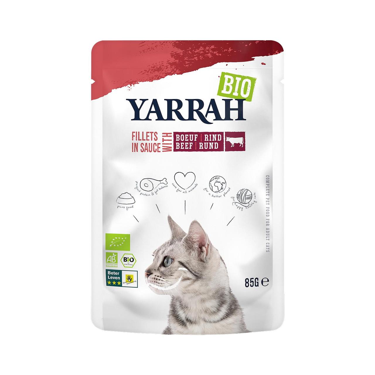 Yarrah Organic Fillets with Beef in Gravy for Cats