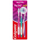 Colgate ZigZag Medium Toothbrush x3