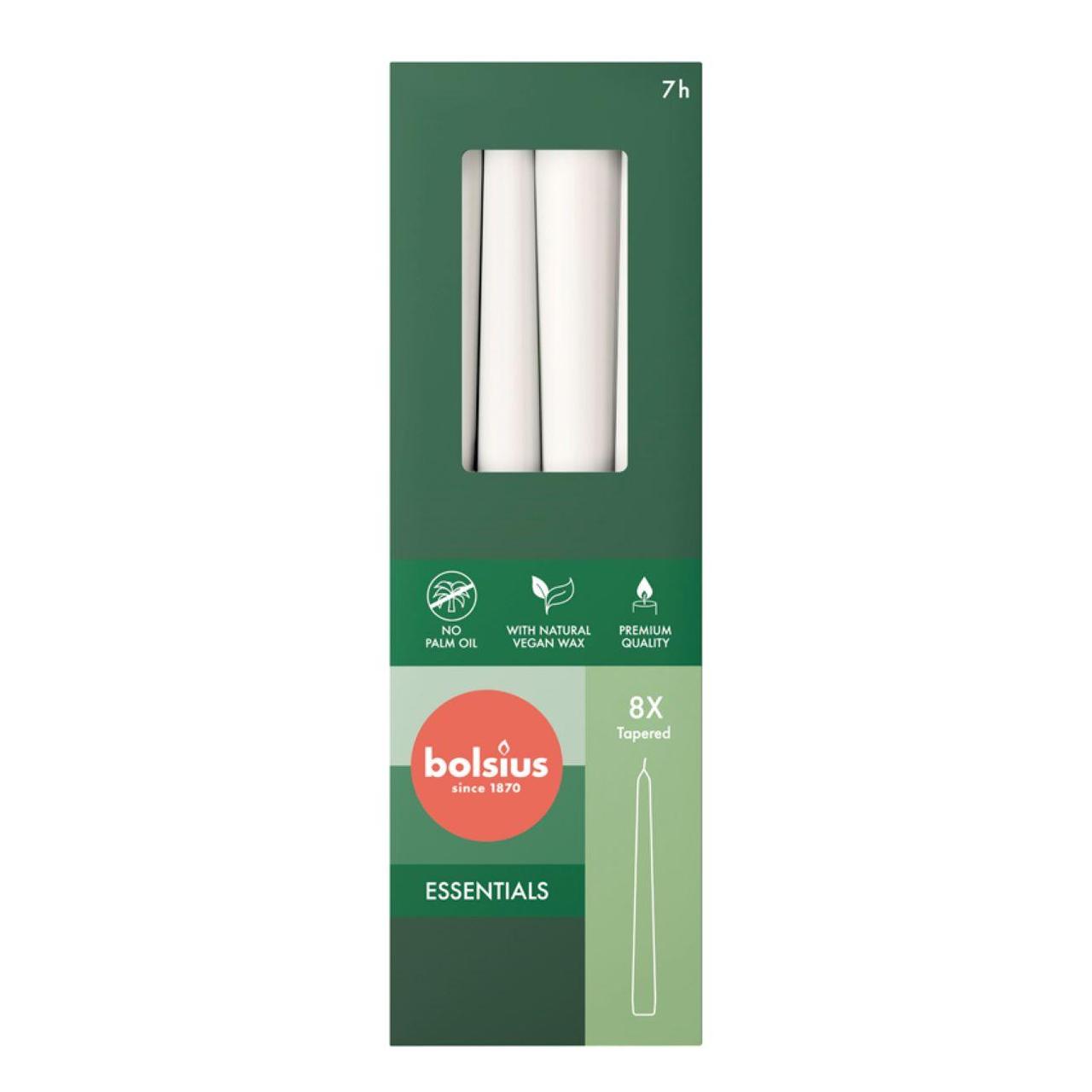 Bolsius Essentials Taper Candles  Box of  8 Cloudy White