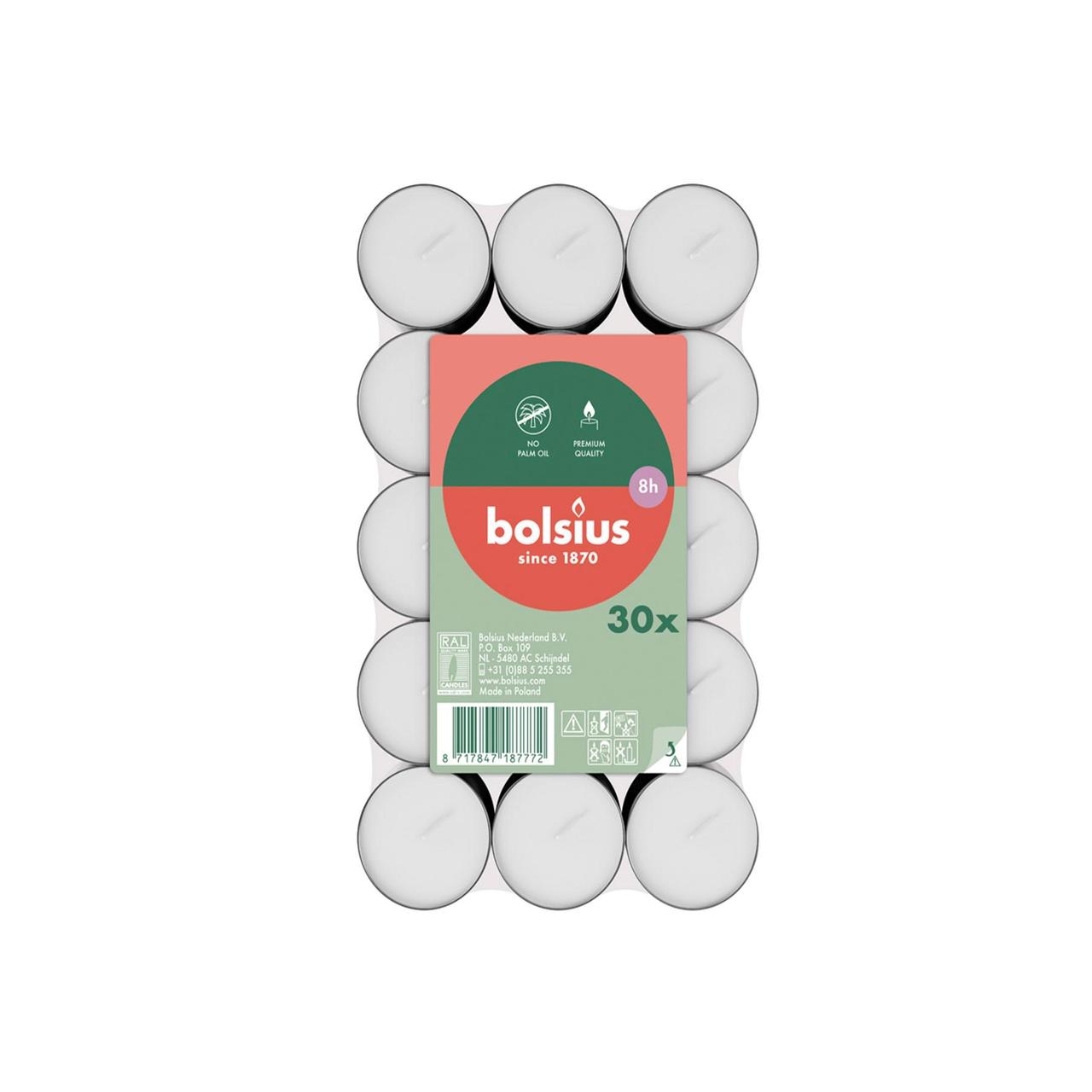 Bolsius Tealights 8 hour burn - White