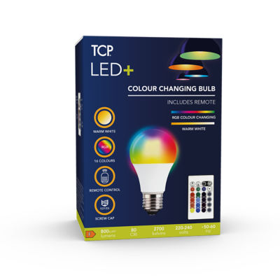 TCP LED 5W Colour Changing Large Screw GLS Lightbulb