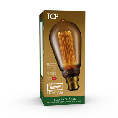 TCP Vintage LED ST64 BC Amber Lightbulb