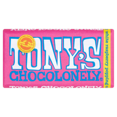 Tony's Chocolonely Fairtrade White Raspberry Popping Candy 180g