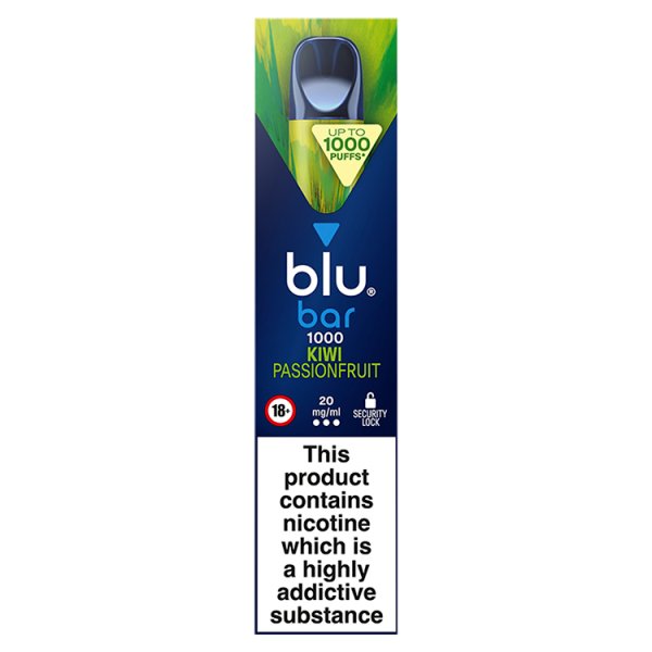 blu bar 1000 Kiwi Passionfruit Disposable Vape 20mg/ml