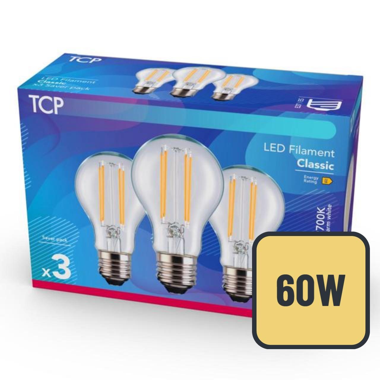 TCP Classic LED Clear Screw 60W Light Bulbs