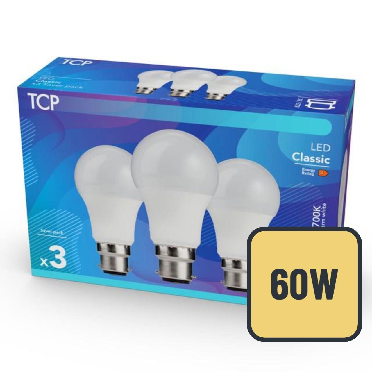 TCP Classic LED Bayonet 60W Light Bulbs