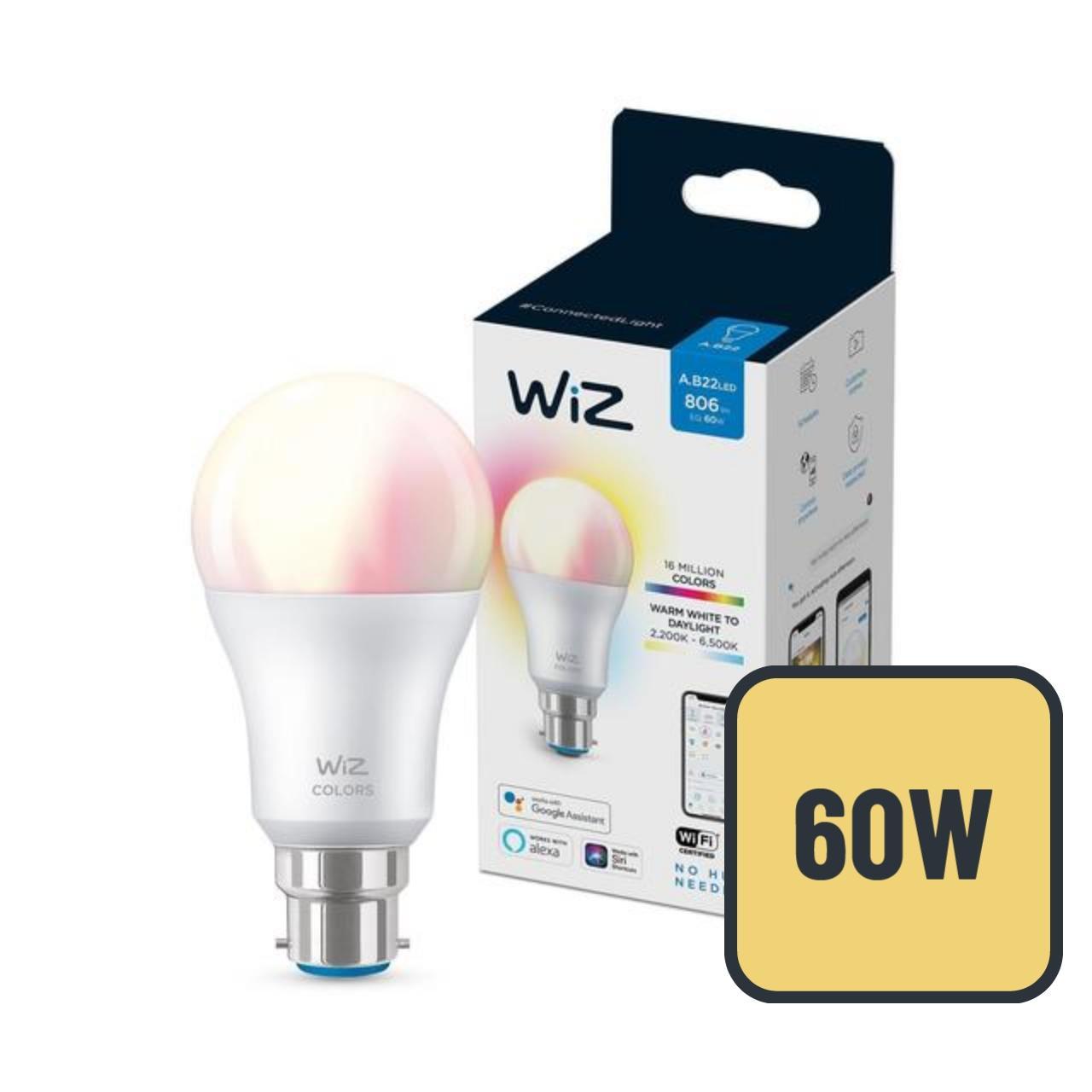 WiZ White & Colour Smart LED Light Bayonet Fitting