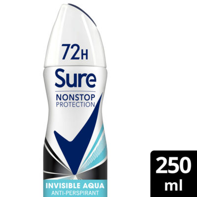 Sure Anti-perspirant Deodorant Aerosol Invisible Aqua Nonstop Protection 250 ml