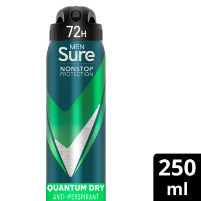 Sure Men Anti-perspirant Deodorant Aerosol Quantum Dry Nonstop Protection 250 ml