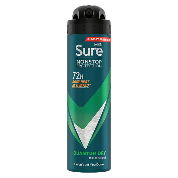 Sure Men Anti-perspirant Deodorant Aerosol Quantum Dry Nonstop Protection 150 ml