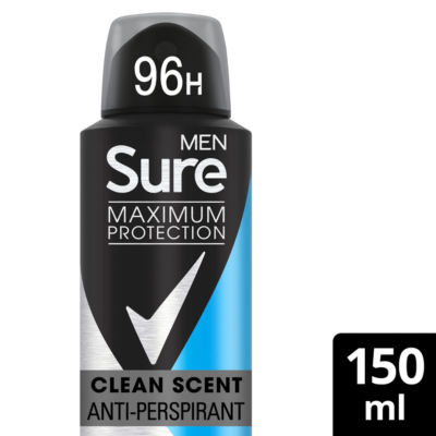 Sure Men Men Maximum Protection Anti-perspirant Deodorant Aerosol Clean Scent 150 ml