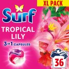 Surf 3 In 1 Laundry Washing Detergent Capsules Tropical Lily 36 Washes