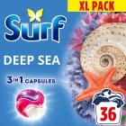 Surf 3 In 1 Laundry Washing Detergent Capsules Deep Sea 36 Washes