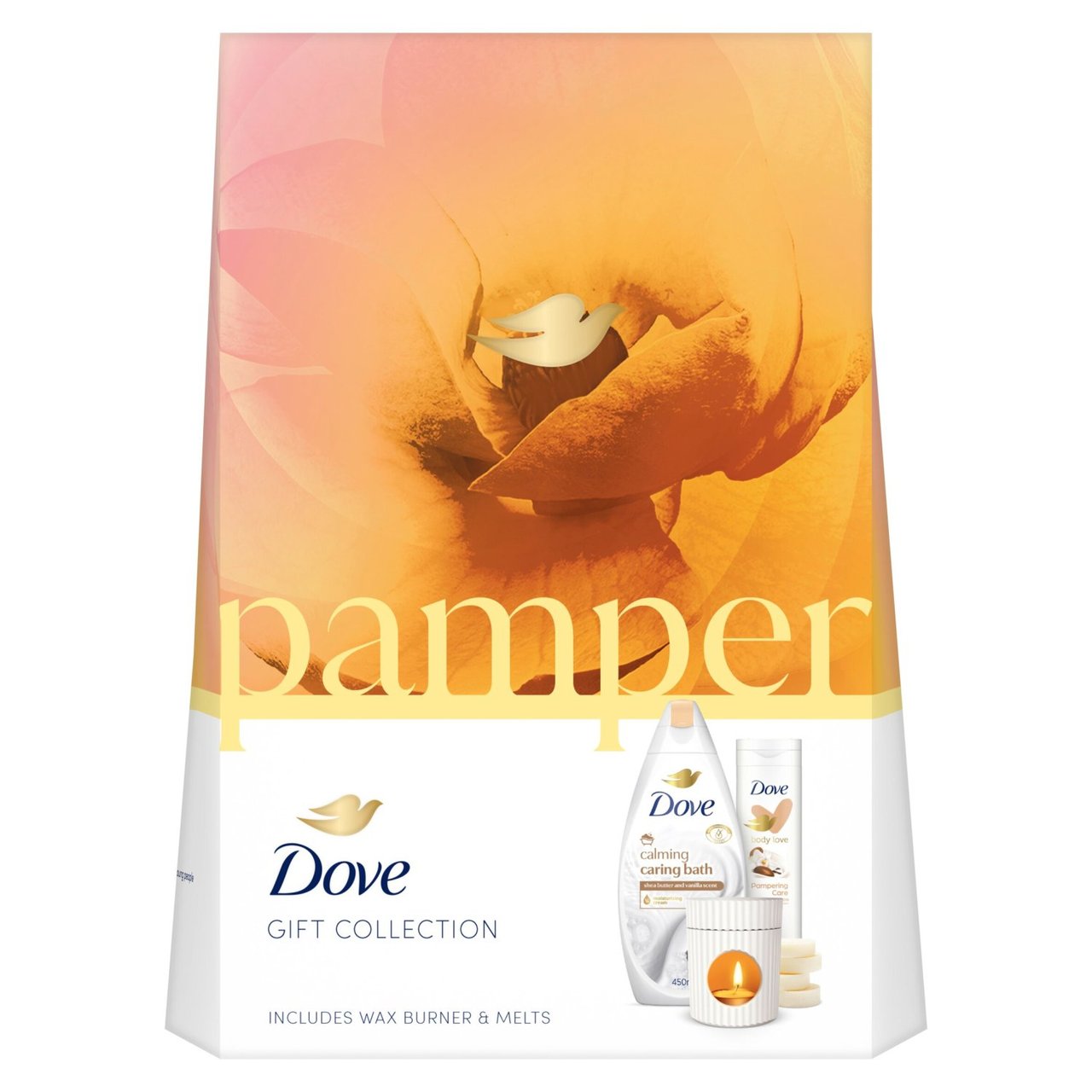 Dove Pamper Collection with Wax Burner & Melts Gift Set