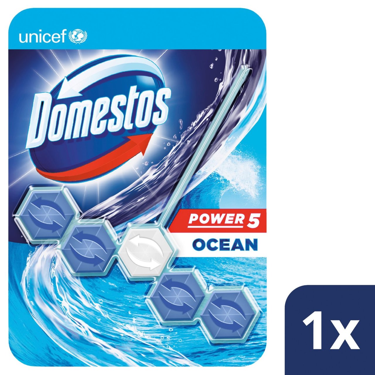 Domestos Power 5 Toilet Rim Block Ocean 