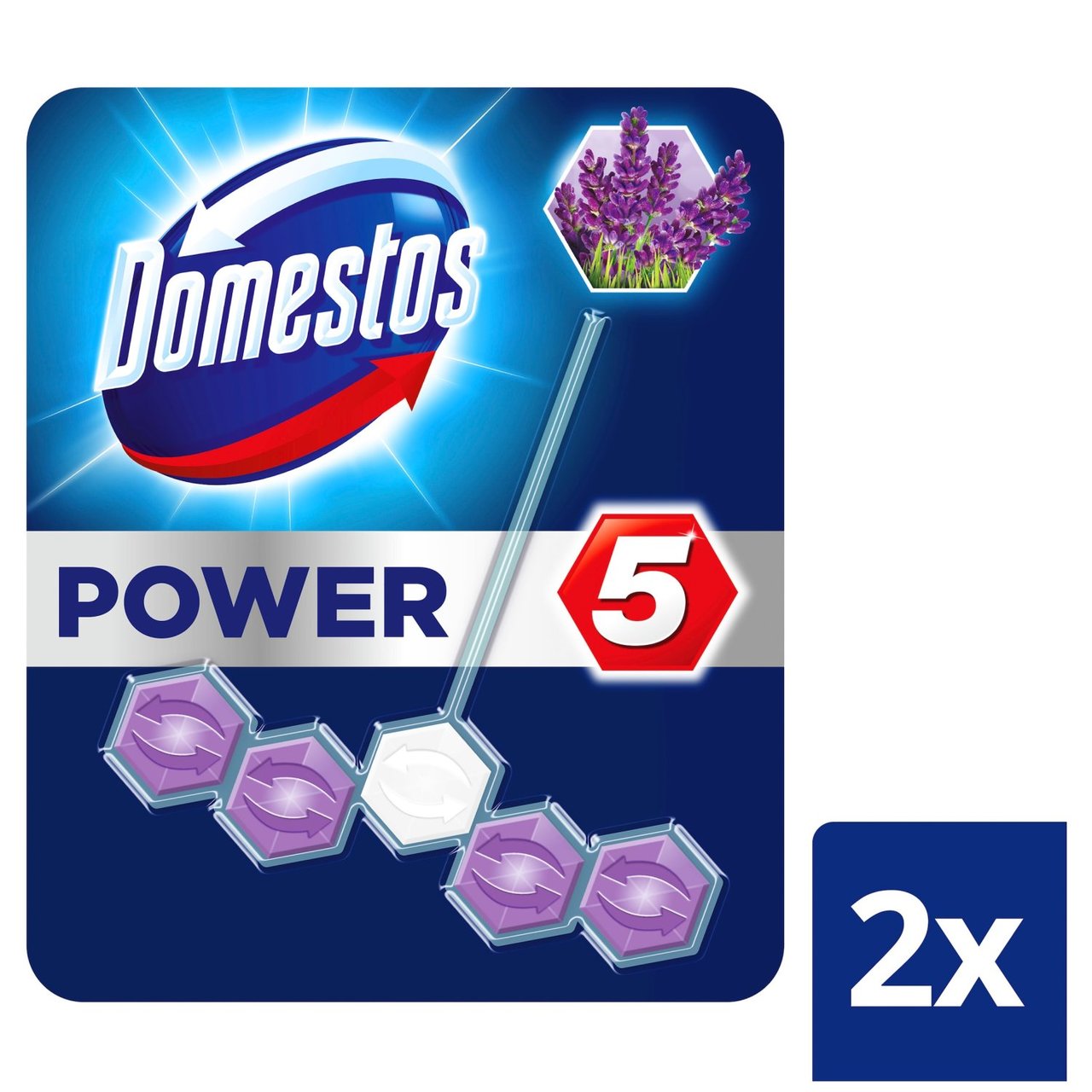 Domestos Power 5 Toilet Rim Block Lavender