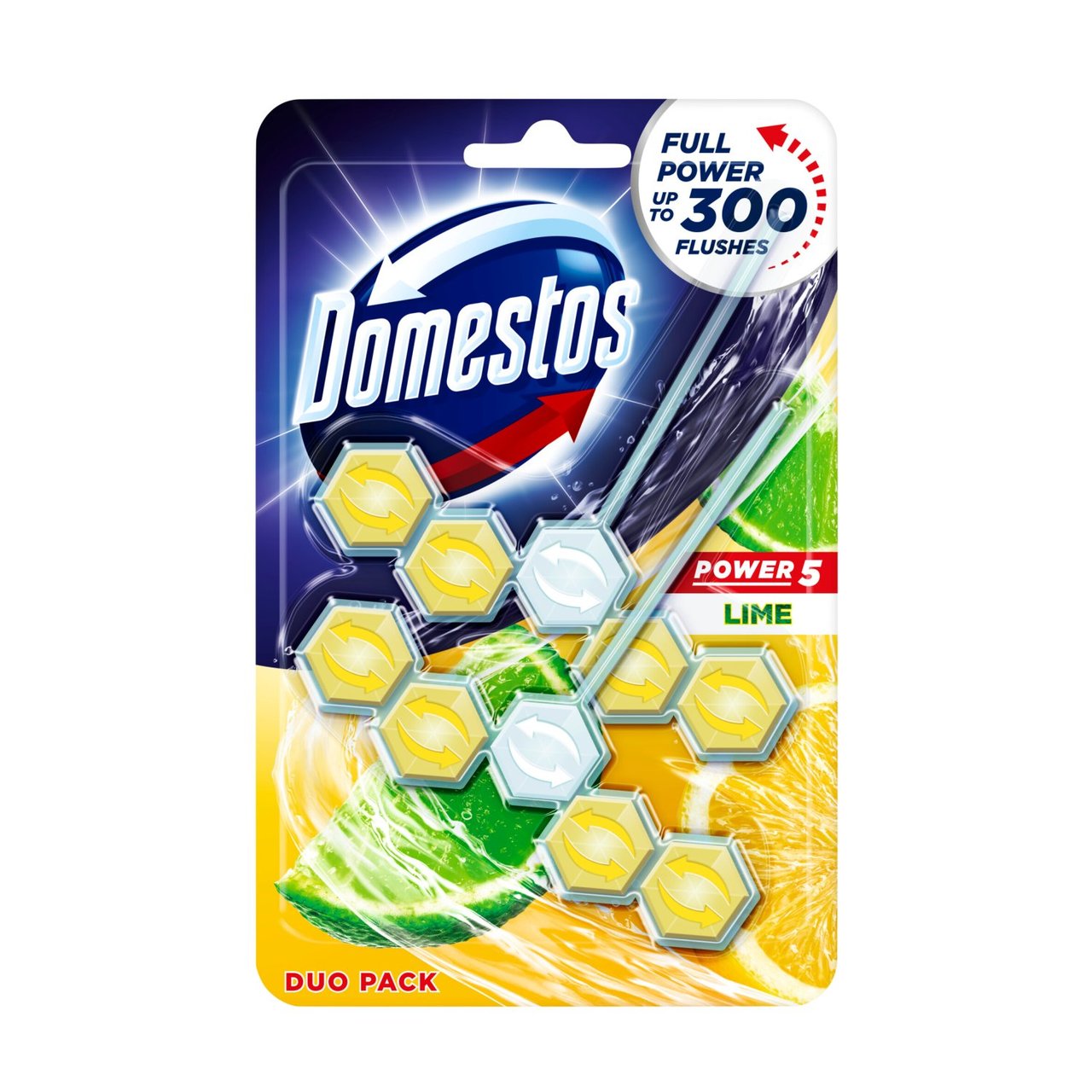 Domestos Power 5 Lime Toilet Rim Block Duo Pack