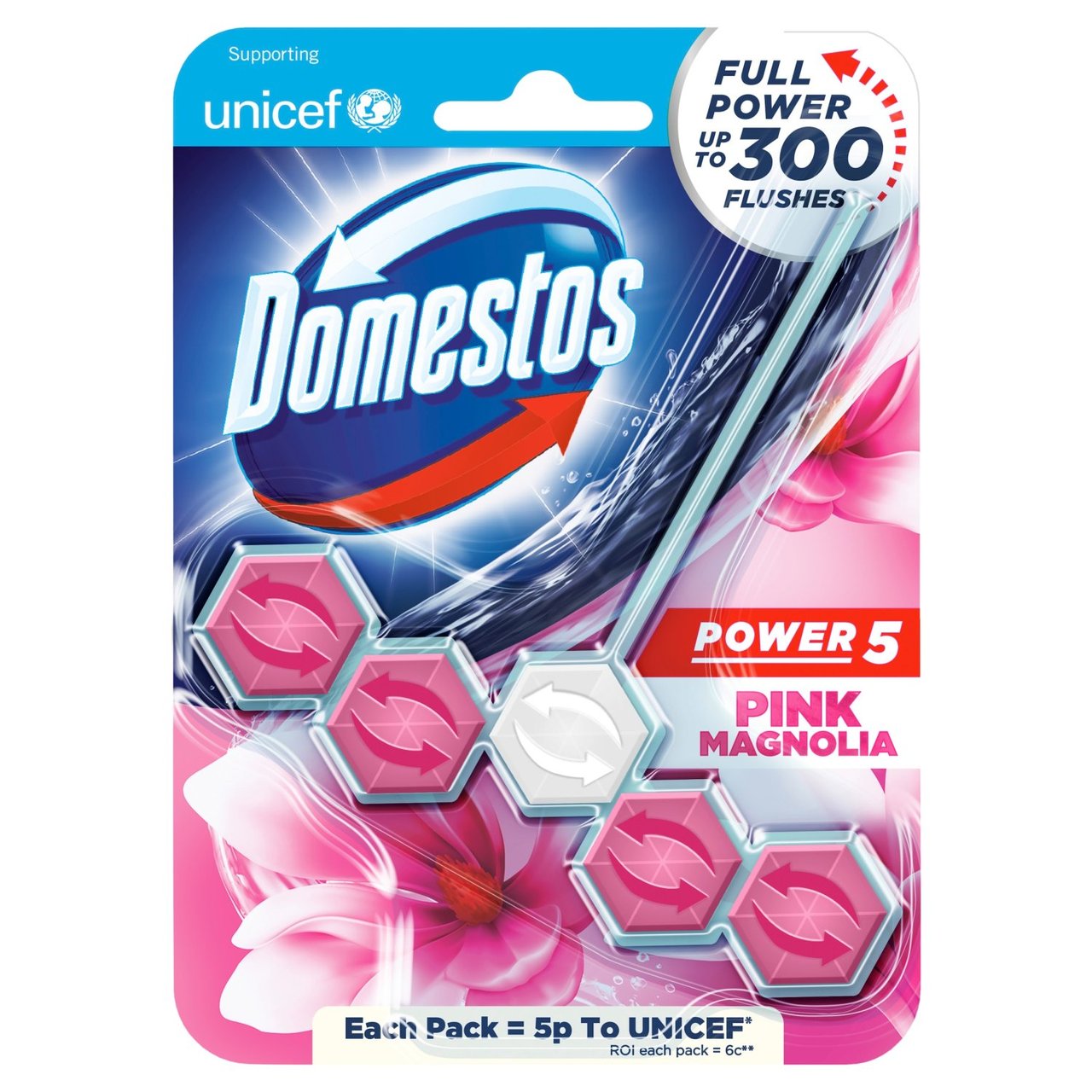 Domestos Power 5 Toilet Rimblock Pink