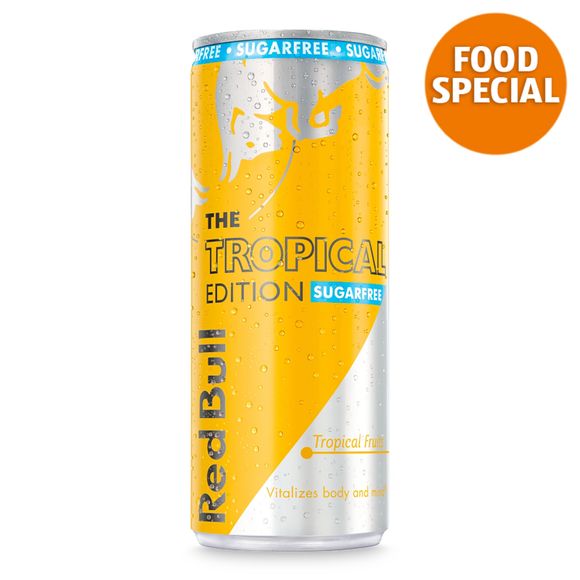 Red Bull Energy Drink, Tropical Edition, Sugar Free, 250ml