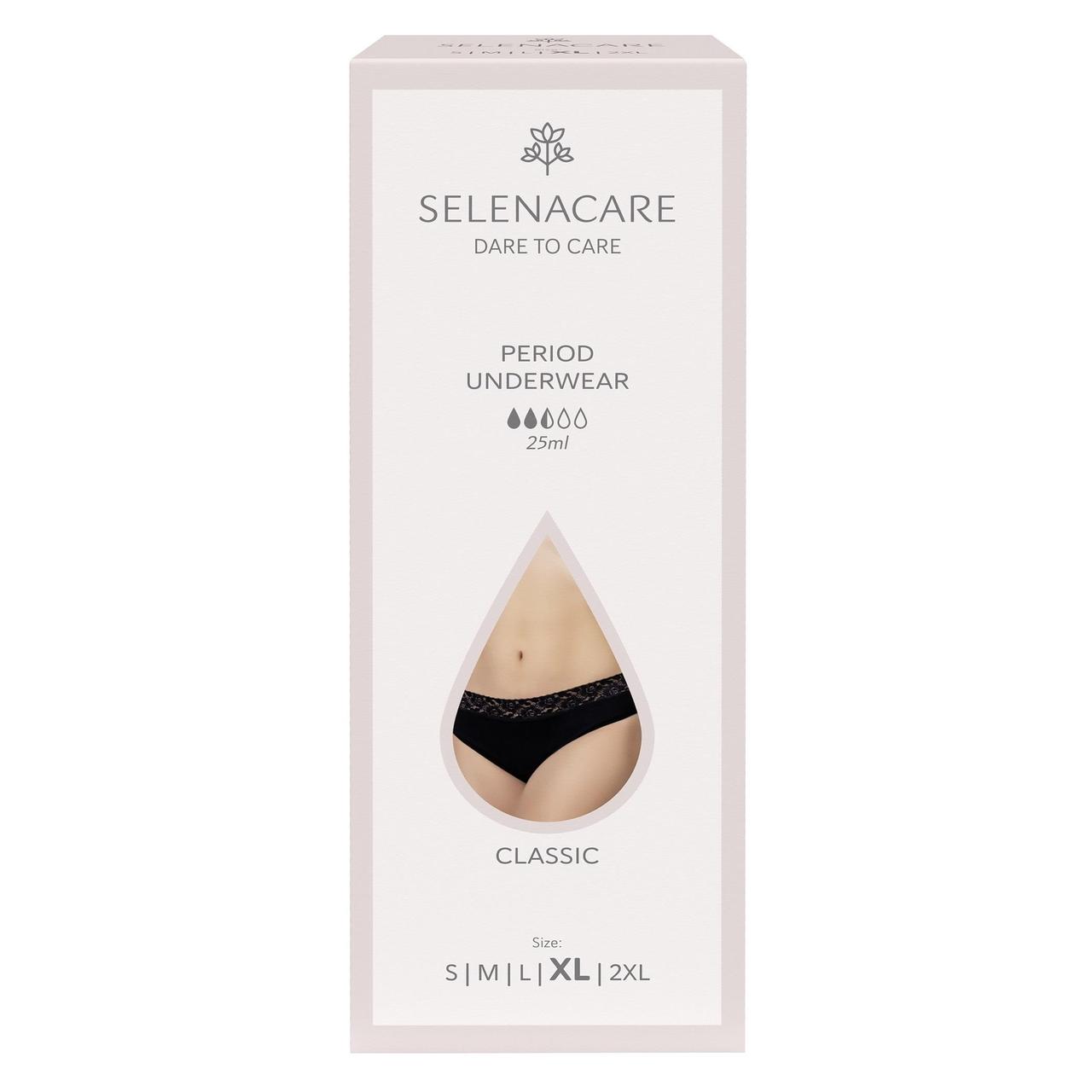 SELENACARE, Menstrual Undies, CLASSIC, Black, Size XL