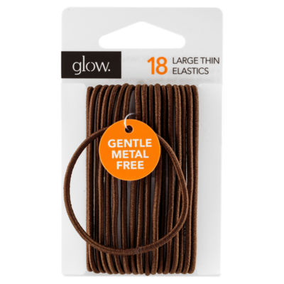 Glow 18 Large Thin Elastics Hair Bands Brown