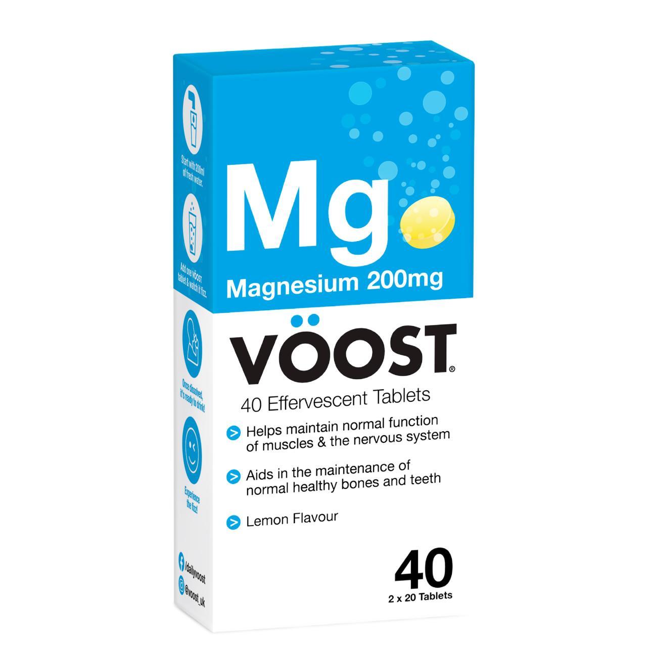 Voost Mg Lemon Magnesium Effervescent Tablets 200mg 